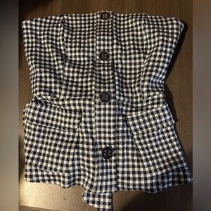 Eva Franco Navy Plaid Strapless Top - Women’s Size M